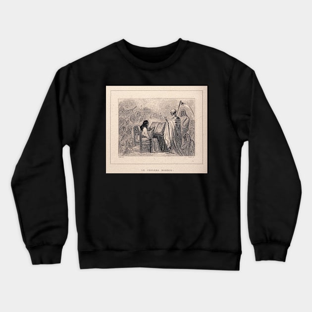 An allegory of cholera mortality. Denis Auguste Marie Raffet, 1804-1860. Crewneck Sweatshirt by nickedenholm